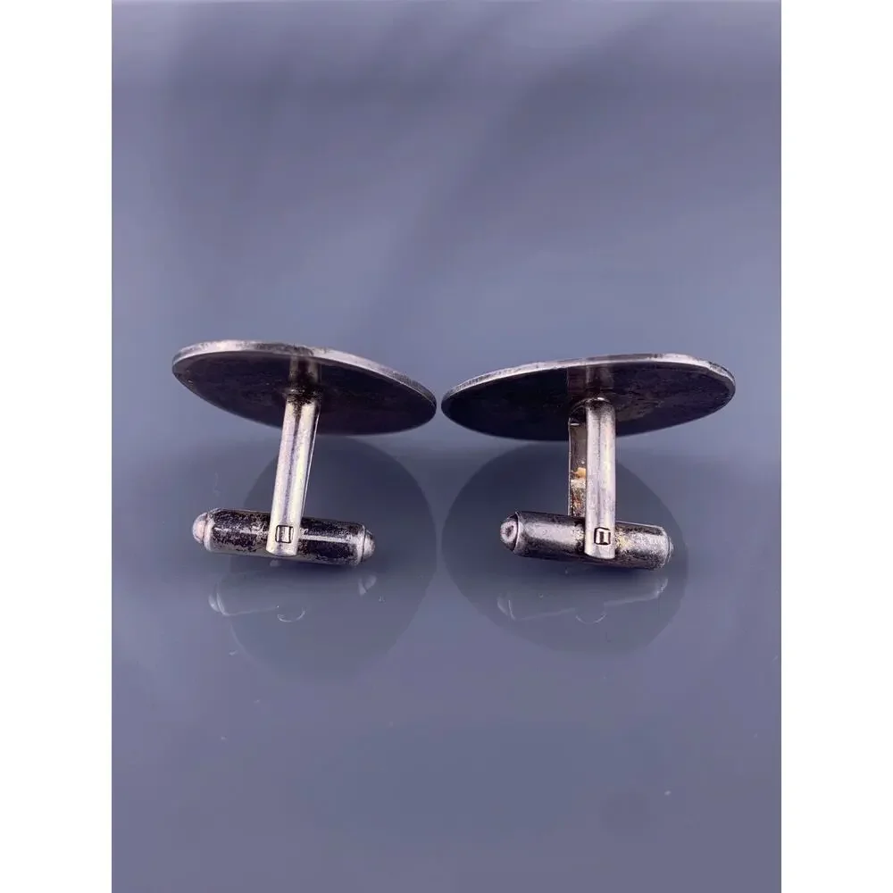 Large Brutalist Sterling Silver Cufflinks Spots Dots Statement Modernist Vintage